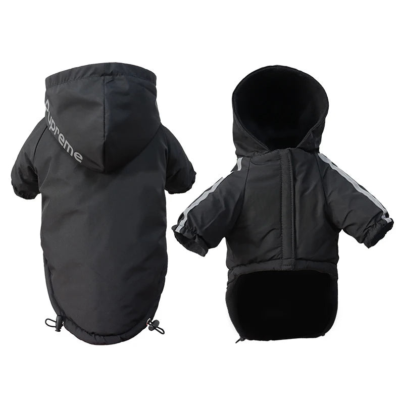 Pet Dog Waterproof Warm Coat Cotton Hooded Jacket The Dog Face Small Dogs Cat Reflective Pet Clothes Winter Coat