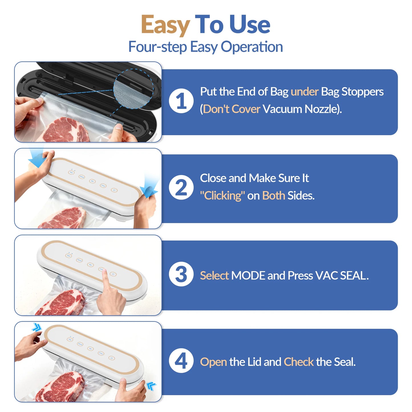 Electric Vacuum Sealer Automatic Packaging Machine Air Sealing Dry/Wet Food Sealing With Free 10PCS Vacuum Bags for Food Storage