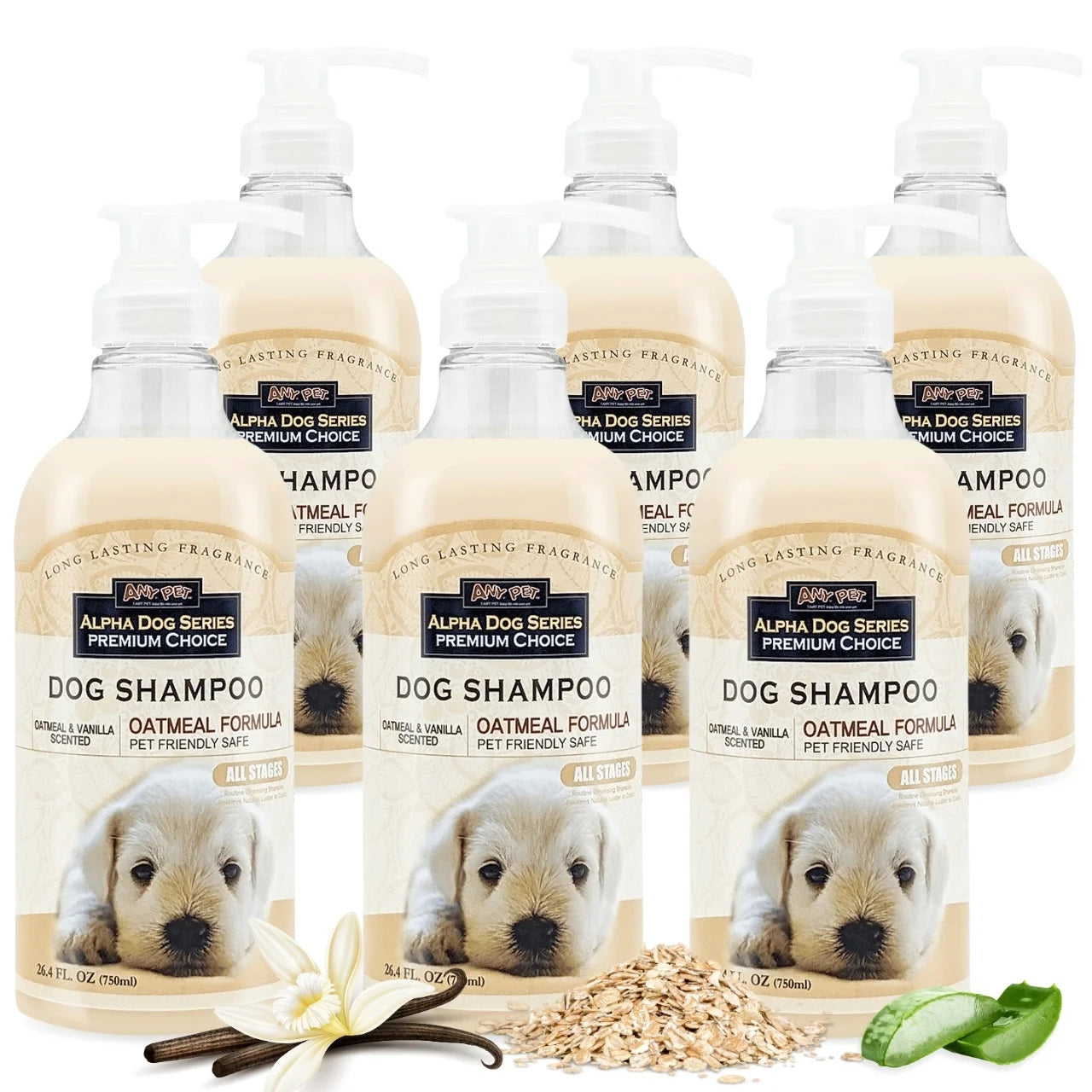 Oatmeal Grooming Shampoo with Aloe Vera, pH-Balanced, Tear-Free, Long-Lasting Fragrance, Gentle Dog Shampoo.