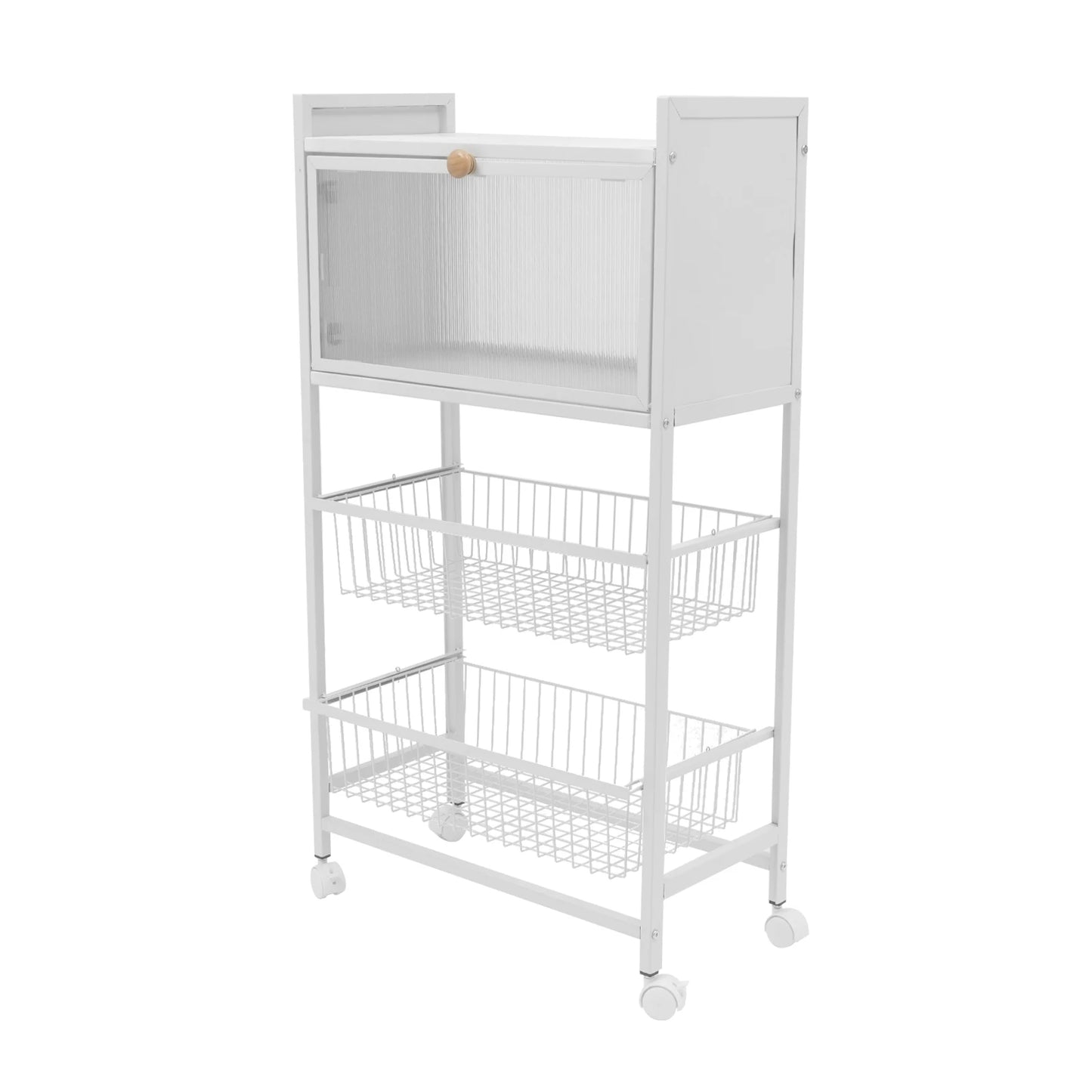 4-Storey Kitchen Storage Rack 55x27.5x96.5cm with Brake Casters Black/White - Organization Solution for Your Kitchen