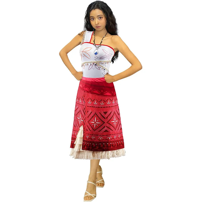 Women Movie Cosplay Moana Costume Tassel Skirt Outfits Ocean Adventure Princess Dress For Adult Girl Carnival Halloween Dress Up