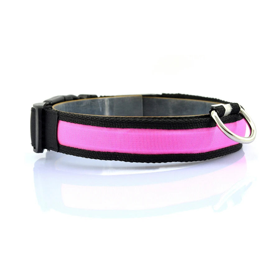 Glowing Dog Collar Nylon LED Night Safetly Glow In The Dark Dogs Collar Luminous Pet Accessories