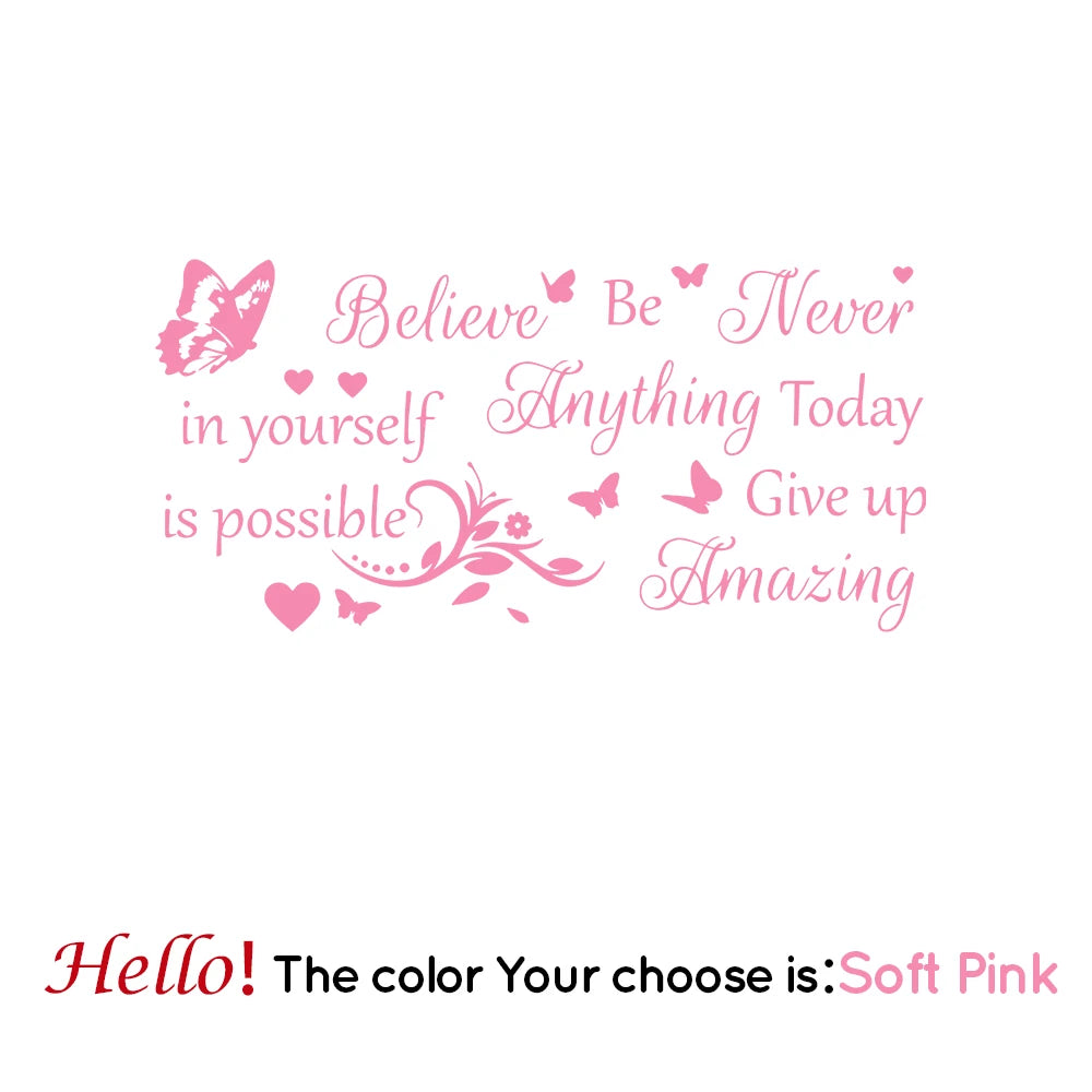 Butterfly Believe In Yourself Be Amzing Today Wall Sticker Waterproof Home Decor For Living Room Bedroom Mural