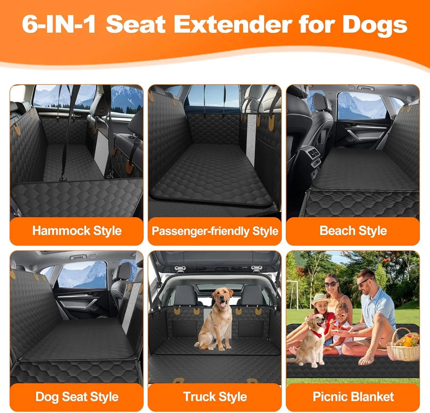 Waterproof Pet Travel Foldable Dog Car Seat. Car Pet Seat Safety Hammock. Or Trunk Mat Car Rear Back Seat Protector