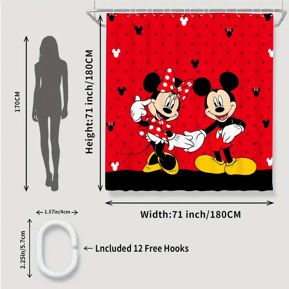 Disney Mickey Mouse Bathroom Four-piece Set - Avant-garde Waterproof Shower Curtain, creating a complete bathroom kit