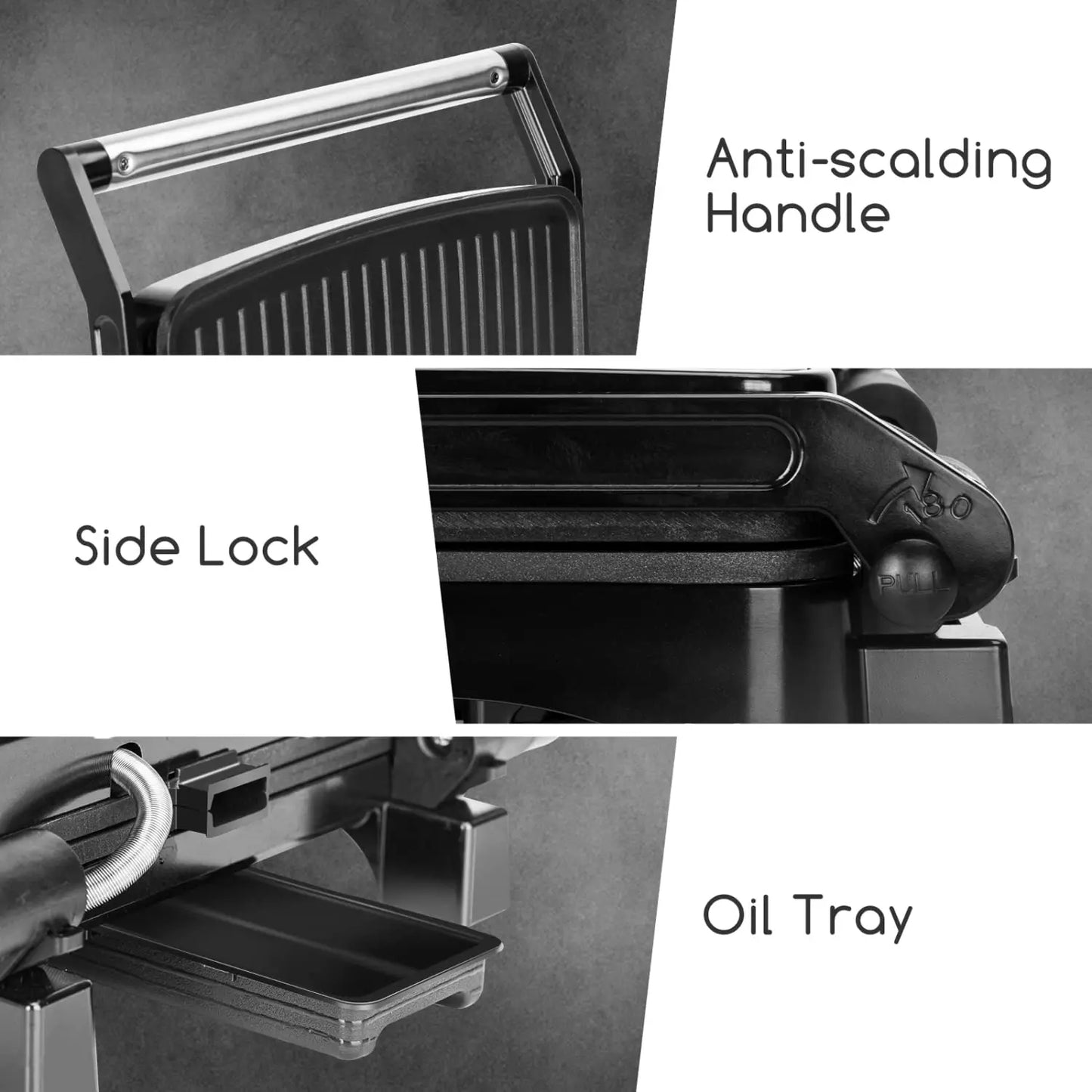 Panini Press, 4 Slice Grill Sandwich Maker and Griddle Grill Combo with Temp Control, Opens 180° for Indoor BBQ /Flat Top Grill