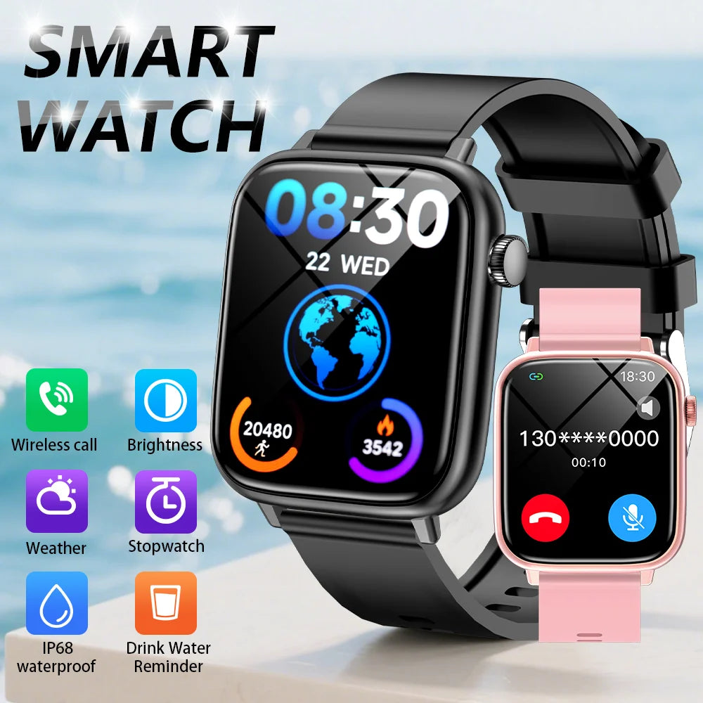 LAXASFI 2026 New Smartwatch 1.85-inch HD Touchscreen IP68 Water Resistance Sleep Monitor Bluetooth Call Stylish Smart Wristwatch
