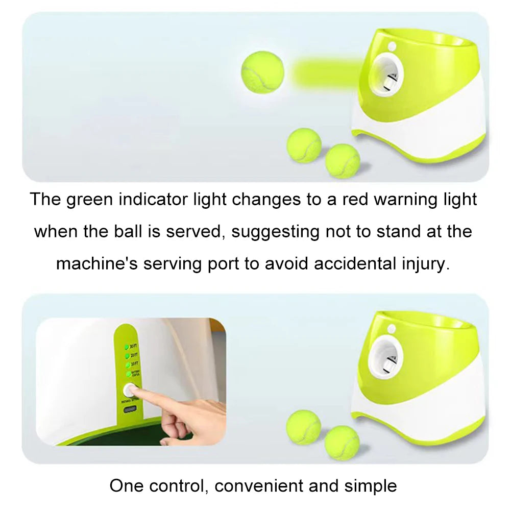 Pet Prime Automatic Dog Ball Thrower Launcher Interative Dog Fetch Machine with 3 Tennis Balls for Indoor/Outdoor Throwing Game