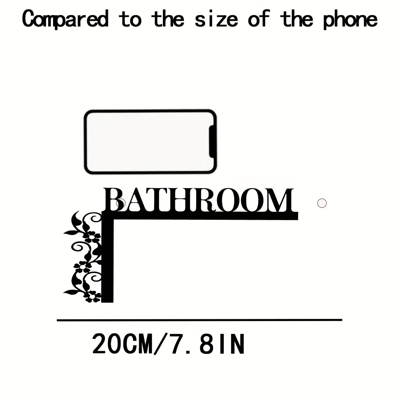 [1pc Metal Door Sign] 1pc Elegant Metal Bathroom Door Sign | Wall Mounted Wrought Iron Decorative Plaque with Floral Design