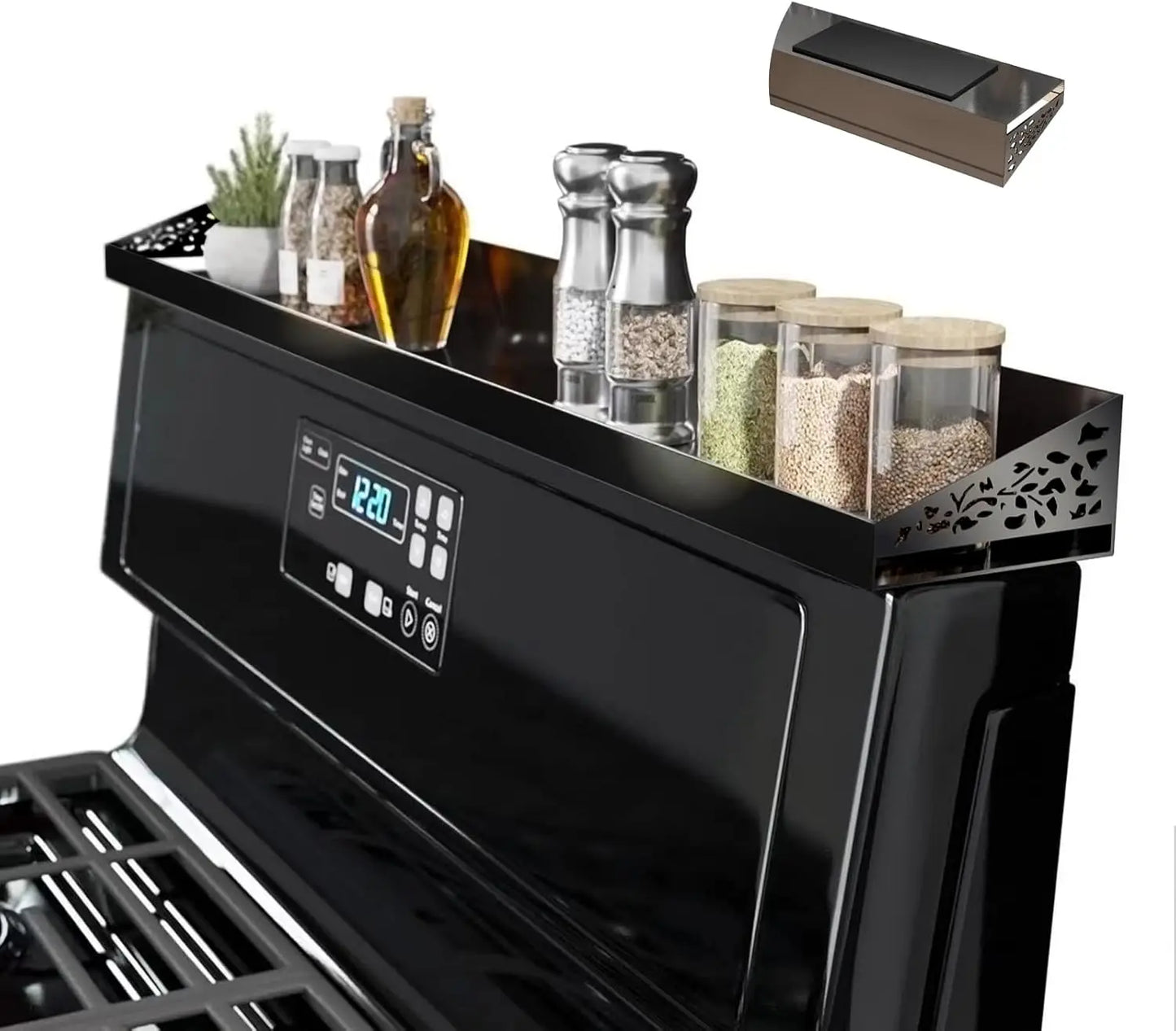 30" Magnetic Stove Top Shelf in Stainless Steel - Over Stove Spice Rack & Seasoning Organizer, Saves Counter Space