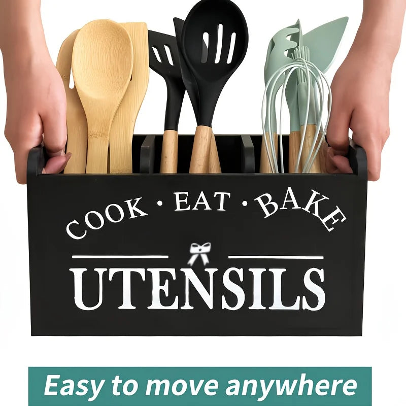 5pcs/Set Cutlery Rack Compartments Cutlery Box Wooden Cutlery Box Suitable For Kitchen Counters Cutlery Storage Box Fork Spoon