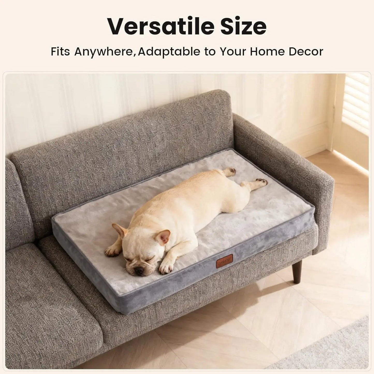 Orthopedic Waterproof Dog Bed for Medium Dogs, Machine-Washable Cover, High Density Foam, Crate Bed 30 inch Gray