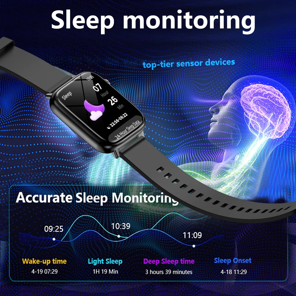 LAXASFI 2026 New Smartwatch 1.85-inch HD Touchscreen IP68 Water Resistance Sleep Monitor Bluetooth Call Stylish Smart Wristwatch