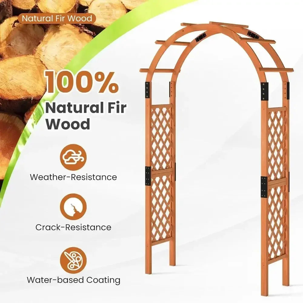 Wooden Garden Trellis, 7.7T Outdoor Pergola, Climbing Plant Support, Weatherproof Wedding Arch for Garden Decor and Events