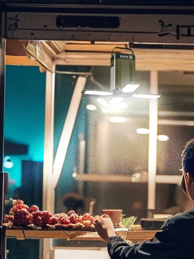 Solar Outdoor Portable Camping Light Solar Charging Foldable Camping Light Power Bank Rechargeable Lantern for Camping Hiking