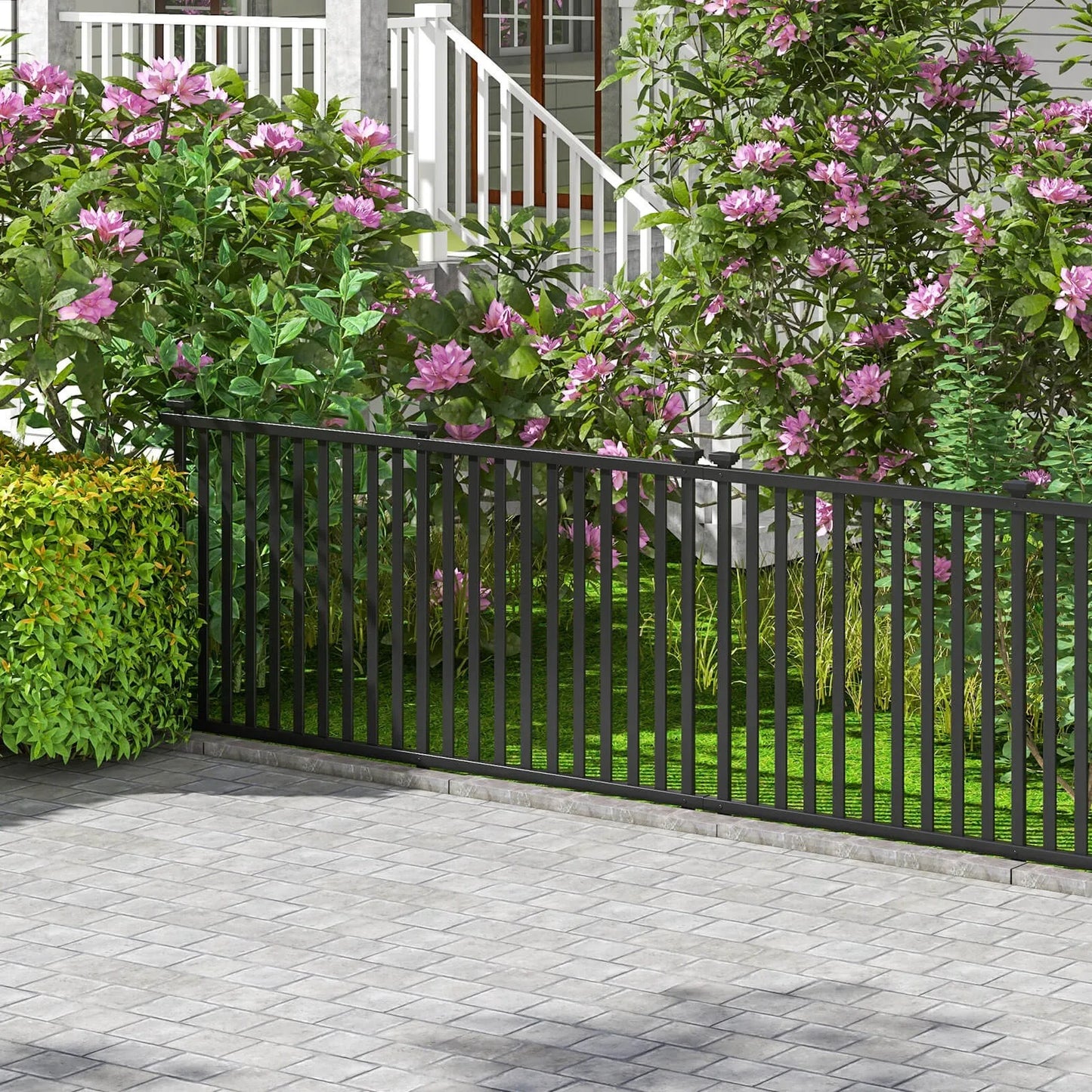 39" x 80" Vinyl Picket Fence 2 No Dig Fence Panels for Soft Ground White