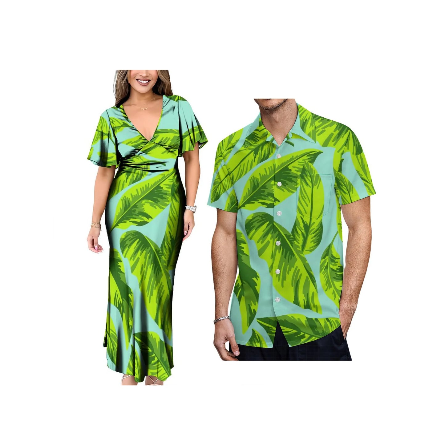 New 1MOQ Custom Print Polynesian Island Style Dress Neck Bels Flare Sleeve Long Dress Big People Size Party Dress