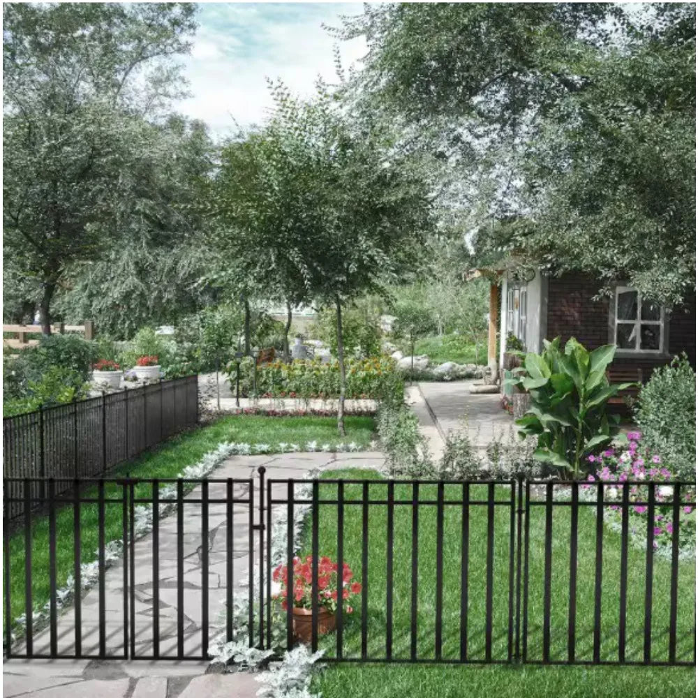 Black Metal Garden Fence Gate,Gate features a smooth powder-coated finish, a more durable finish than paint