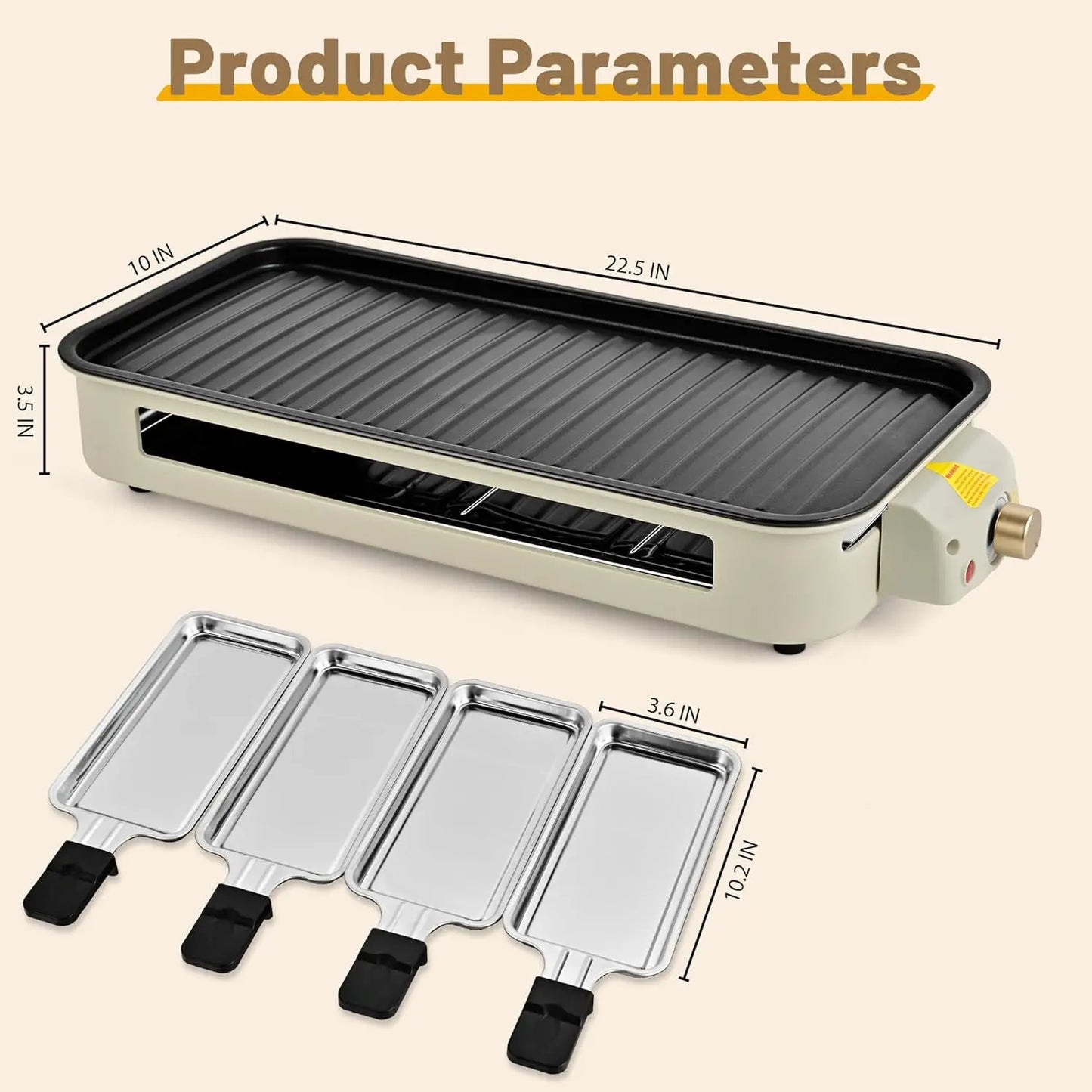 Electric Indoor Grill,2 in 1 Indoor Grills for Kitchen with Grill Net & Non-Stick Cooking Removable Plate, Temperature