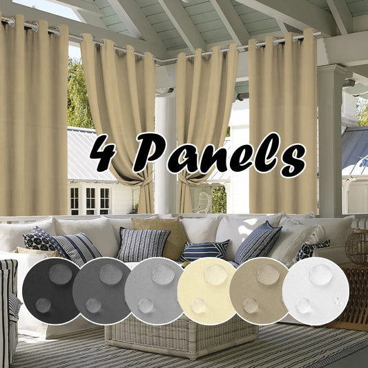 4PCS Waterproof Privacy Outdoor Curtain, Used For Pergolas, Front Porches, Awnings, And Protect Against Wind And Rain
