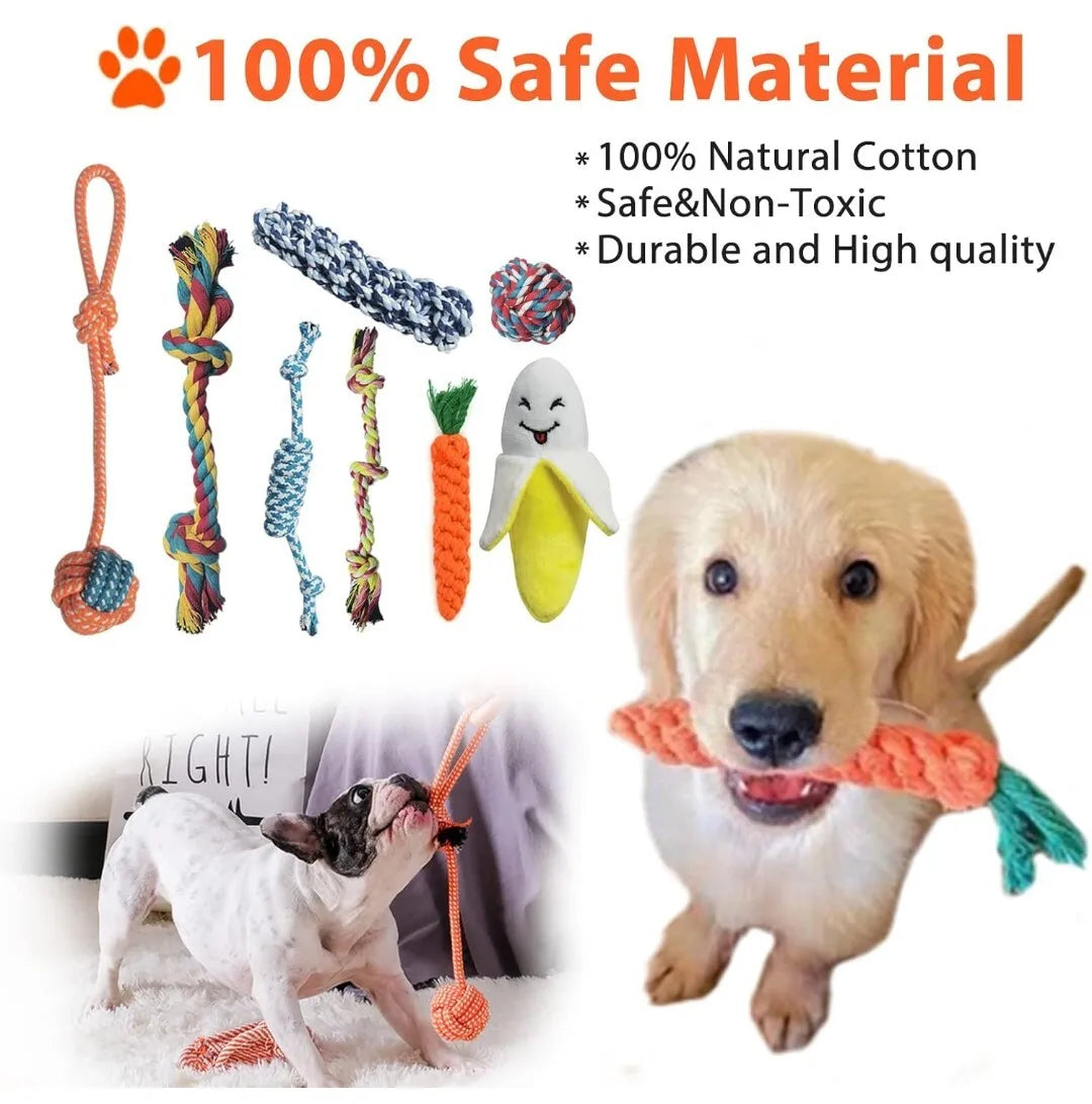 18 piece dog toys set chew rope toy for puppies durable braided tug and chew toys teething puppy toys pet dental care playtime