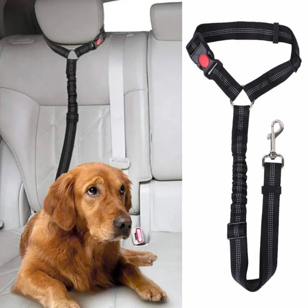 2-in-1 Dog Car Seatbelt/ Headrest Restraint. Adjustable, Reflective Pet Safety Seat Belt.  Large Medium Small Dogs
