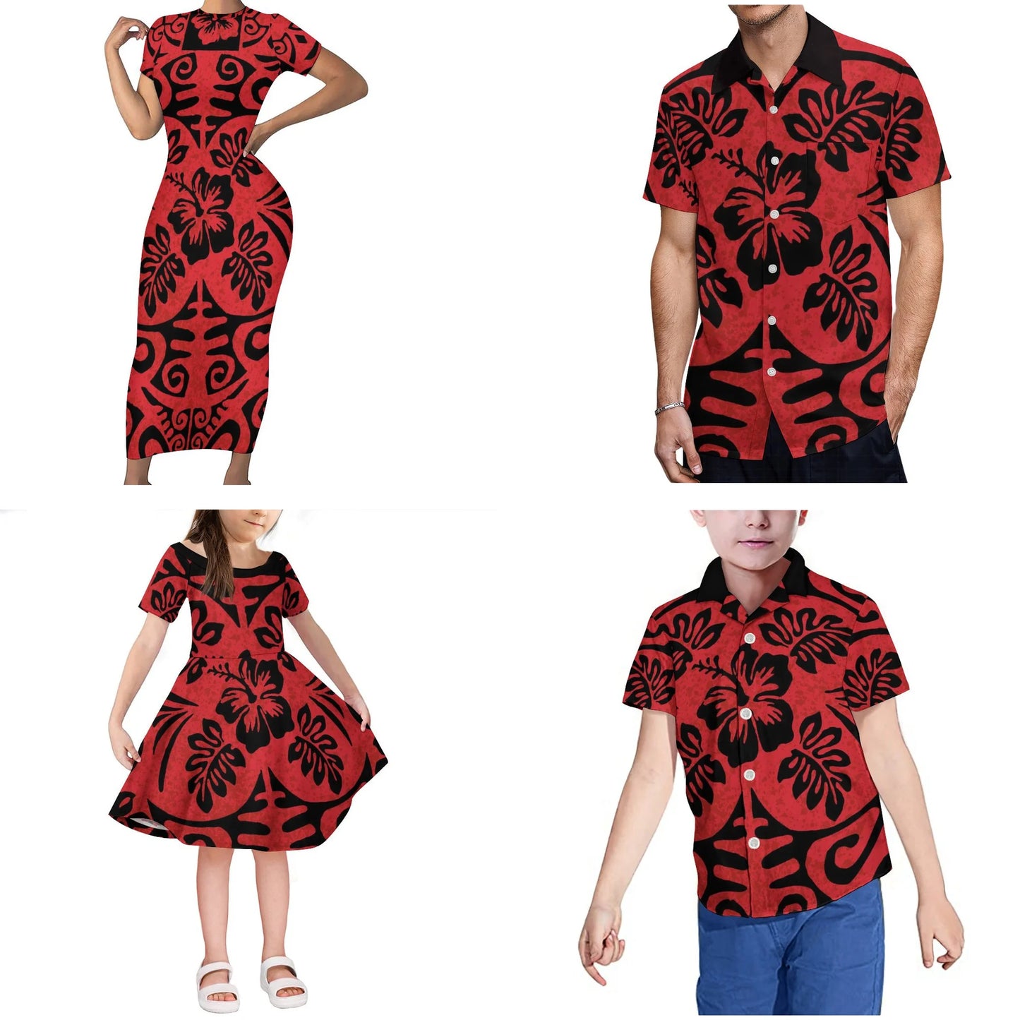 Custom Causal Family Matching Clothes Polynesian