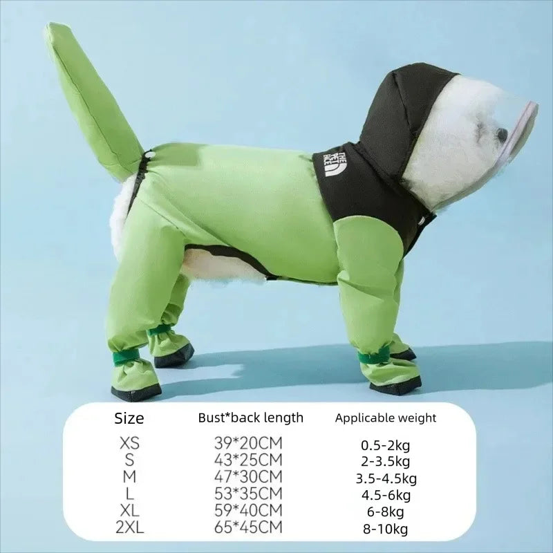 Large Dog Dinosaur Raincoat, Four-Legged Waterproof Clothes.