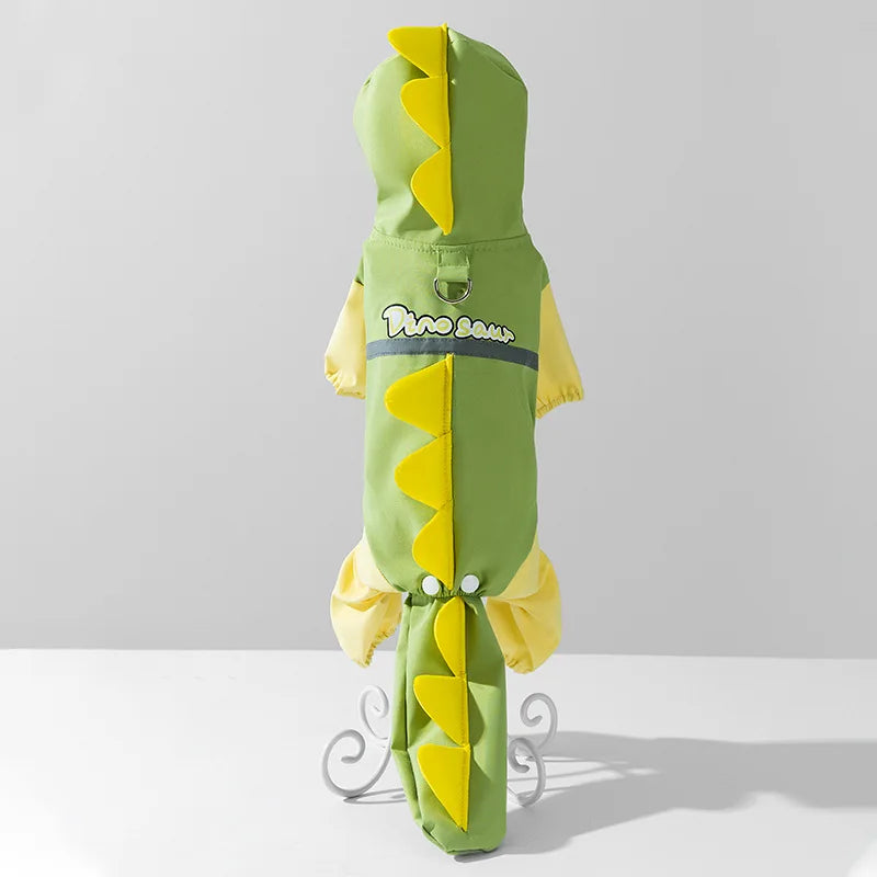 Large Dog Dinosaur Raincoat, Four-Legged Waterproof Clothes.