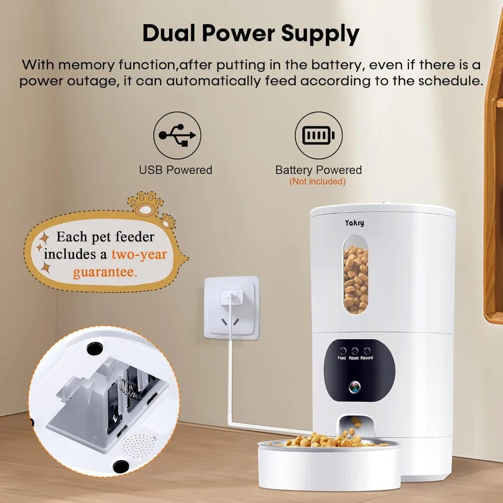 Smart Pet Feeder with Camera: WiFi Timed Food Dispenser, 2-Way Audio, Night Vision, App Control