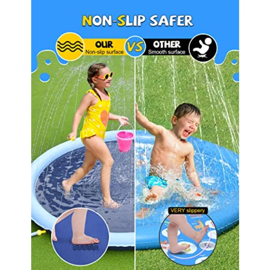 Non-Slip Splash Pad for Dog, Thickened Sprinkler Pool Summer Outdoor Water Toy Backyard Fountain.