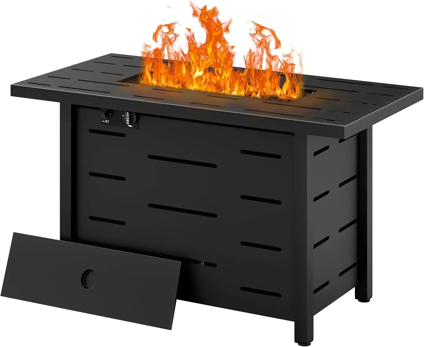 43 inch Outdoor Propane Fire Pit 50,000 BTU Gas Fire Pit Table with Lid, Waterproof Cover, Rectangle Gas Firepit Table