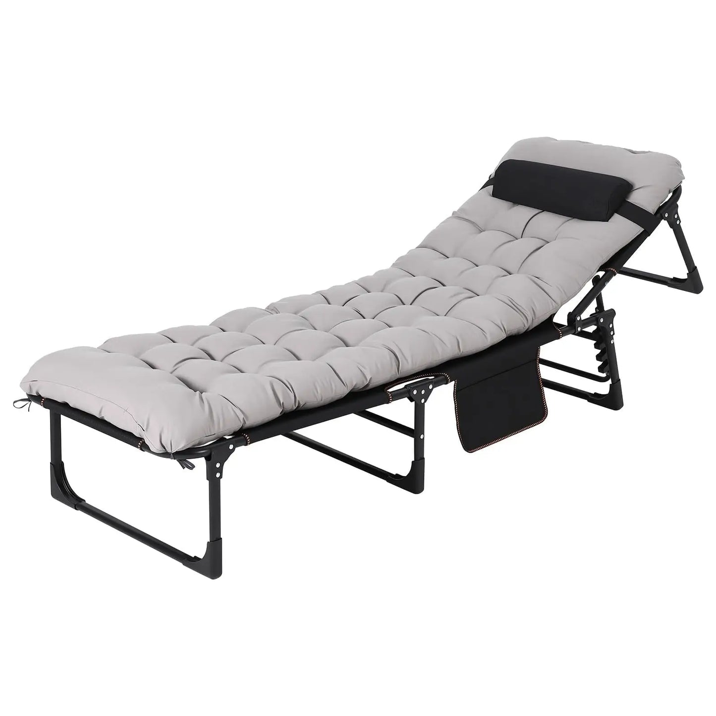 Portable Camping Cot for Adults, Folding Sleeping Cot with Removable Thick Mattress & Carry Bag, Double Layer Oxford Camping Bed