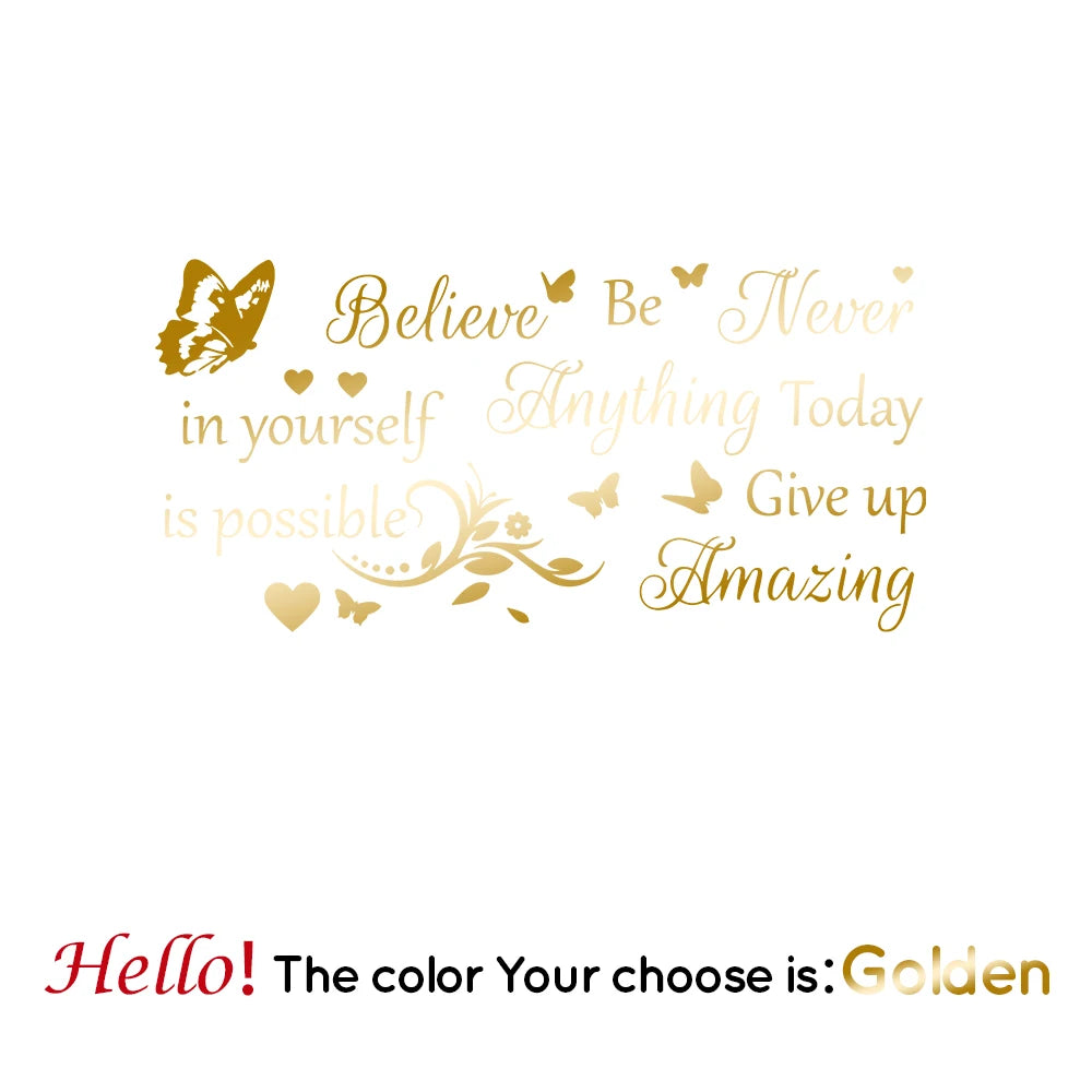 Butterfly Believe In Yourself Be Amzing Today Wall Sticker Waterproof Home Decor For Living Room Bedroom Mural