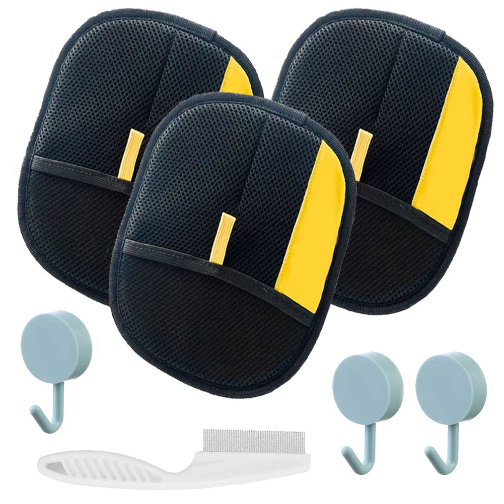 1/2/3Pcs Electrostatic Gloves with Brush & Hook Pet Grooming Gloves Anti Static Hair Removal Glove for Couch Furniture Carpet