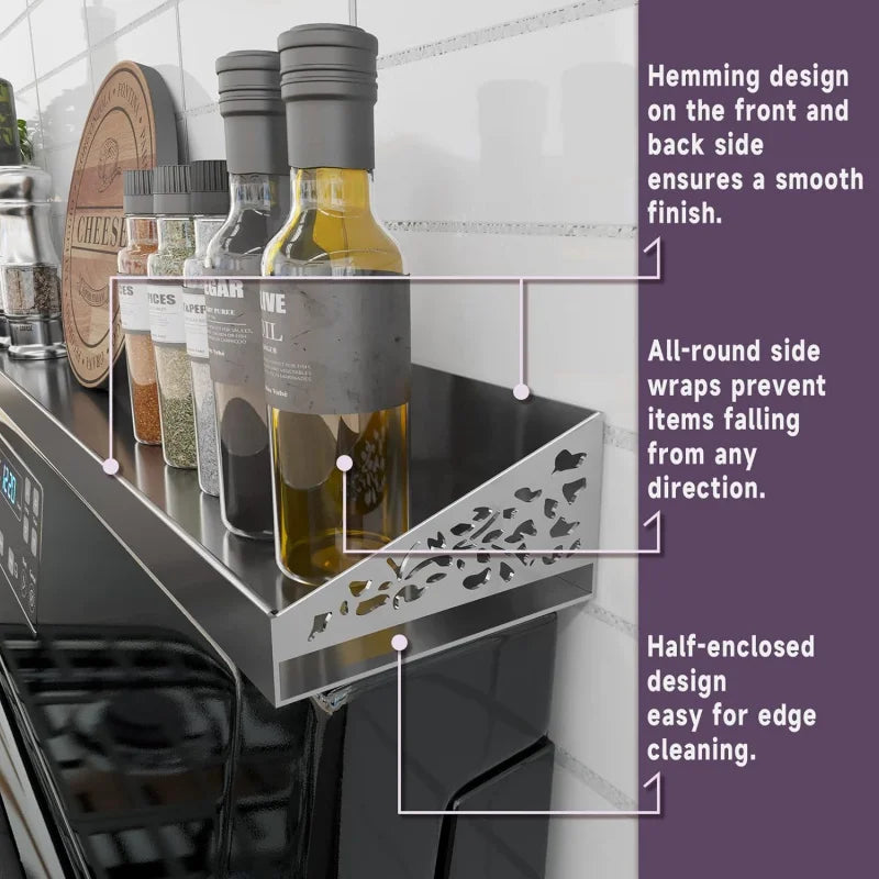 30" Magnetic Stove Top Shelf in Stainless Steel - Over Stove Spice Rack & Seasoning Organizer, Saves Counter Space