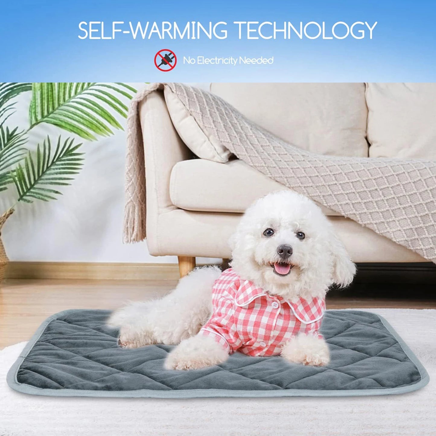 Self-Warming Cat/Puppy Bed with Non-Slip Bottom, Washable Non Electric Pet Blanket