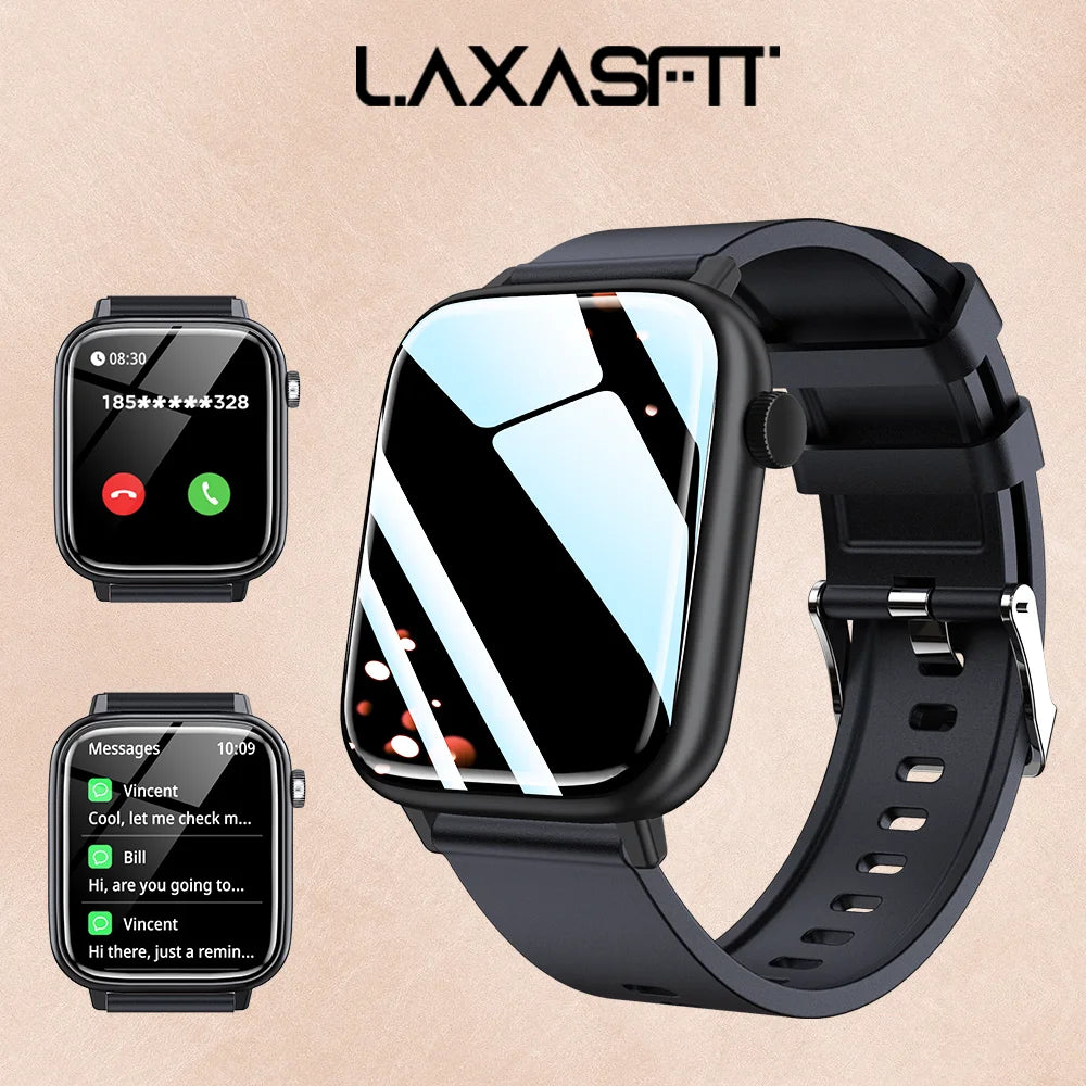 LAXASFI 2026 New Smartwatch 1.85-inch HD Touchscreen IP68 Water Resistance Sleep Monitor Bluetooth Call Stylish Smart Wristwatch