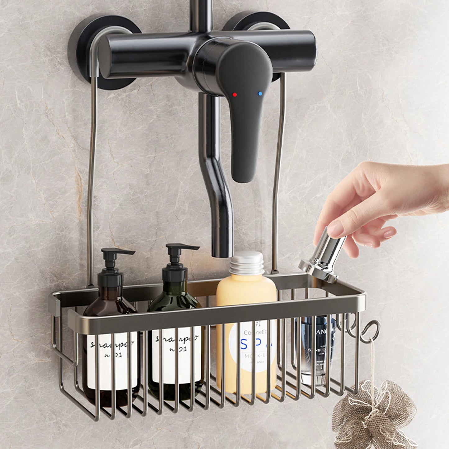 Convenient Toilet Shower Rack with No Drilling Installation Bathroom Storage Basket for Shower Room and Bath Products