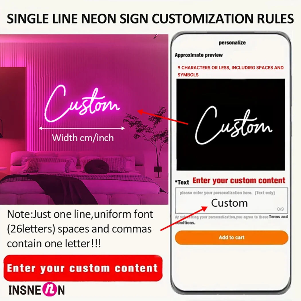 Custom LED Neon Sign Personalized Name Light for Kid Teens Bedroom Unique Gift with Customizable Designs for Trendy Wall Decor