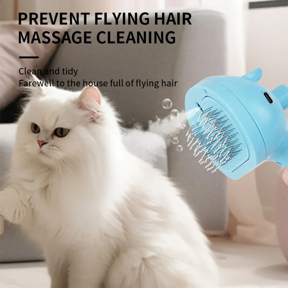 Multifunction Steam Brush & Hair Remover Brush & Dematting Comb for Dogs and Cats