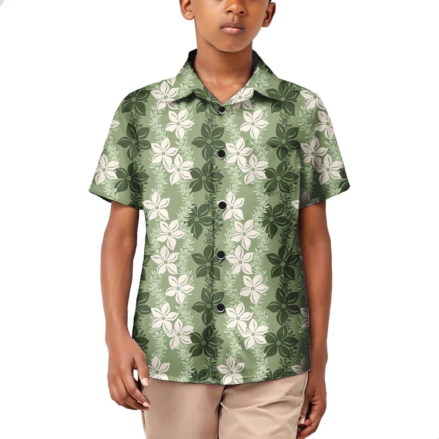 Custom Printed Polynesian Aloha Shirts For Boy Toddler Summer Hawaiian Short-Sleeve Shirt For Kids Plus Size