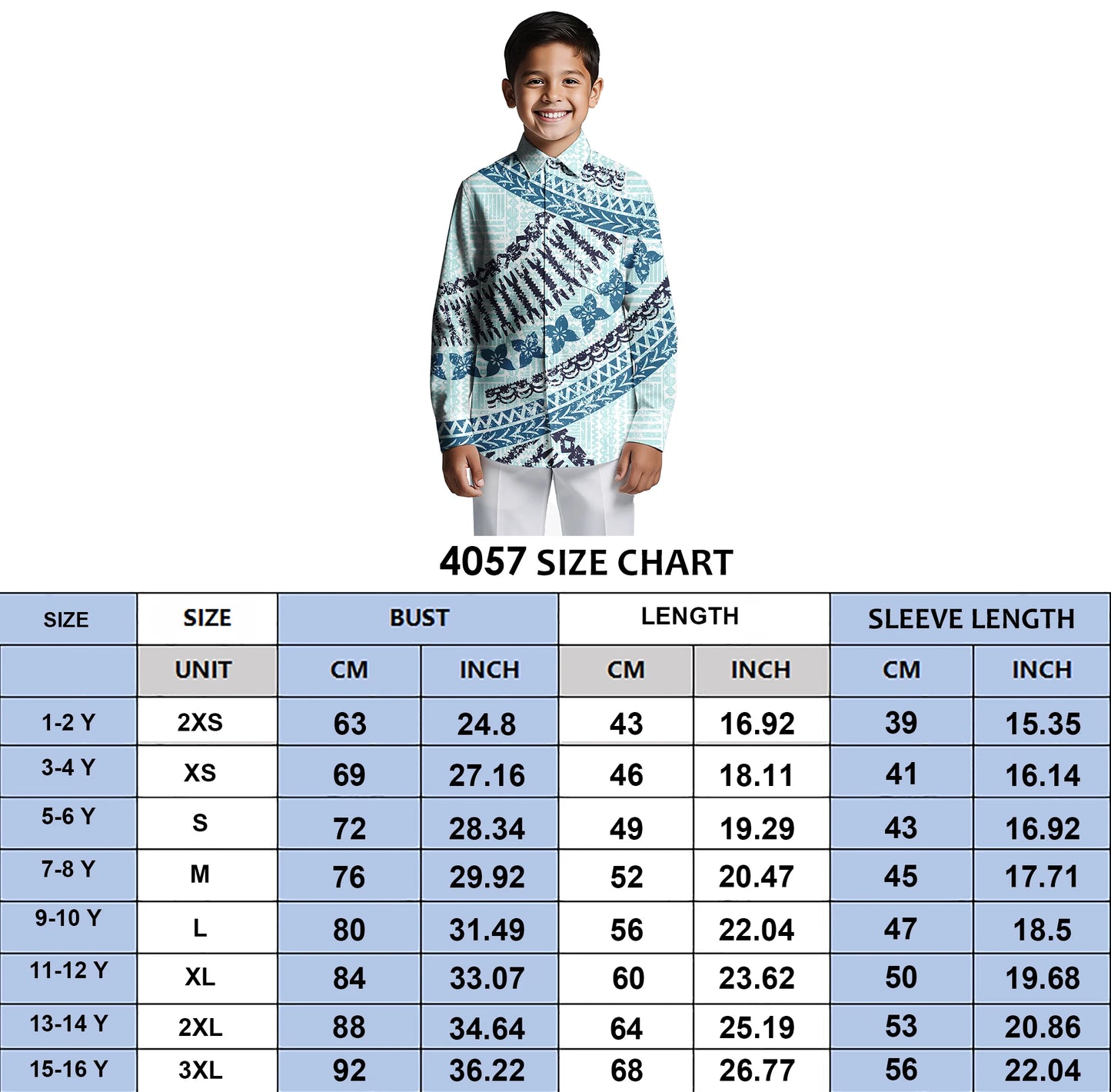 Custom Print on Demand Boys Beach Tropical Hawaii Shirt Boy Polynesian Tribal Button Down Aloha Long Sleeve Boys Shirts