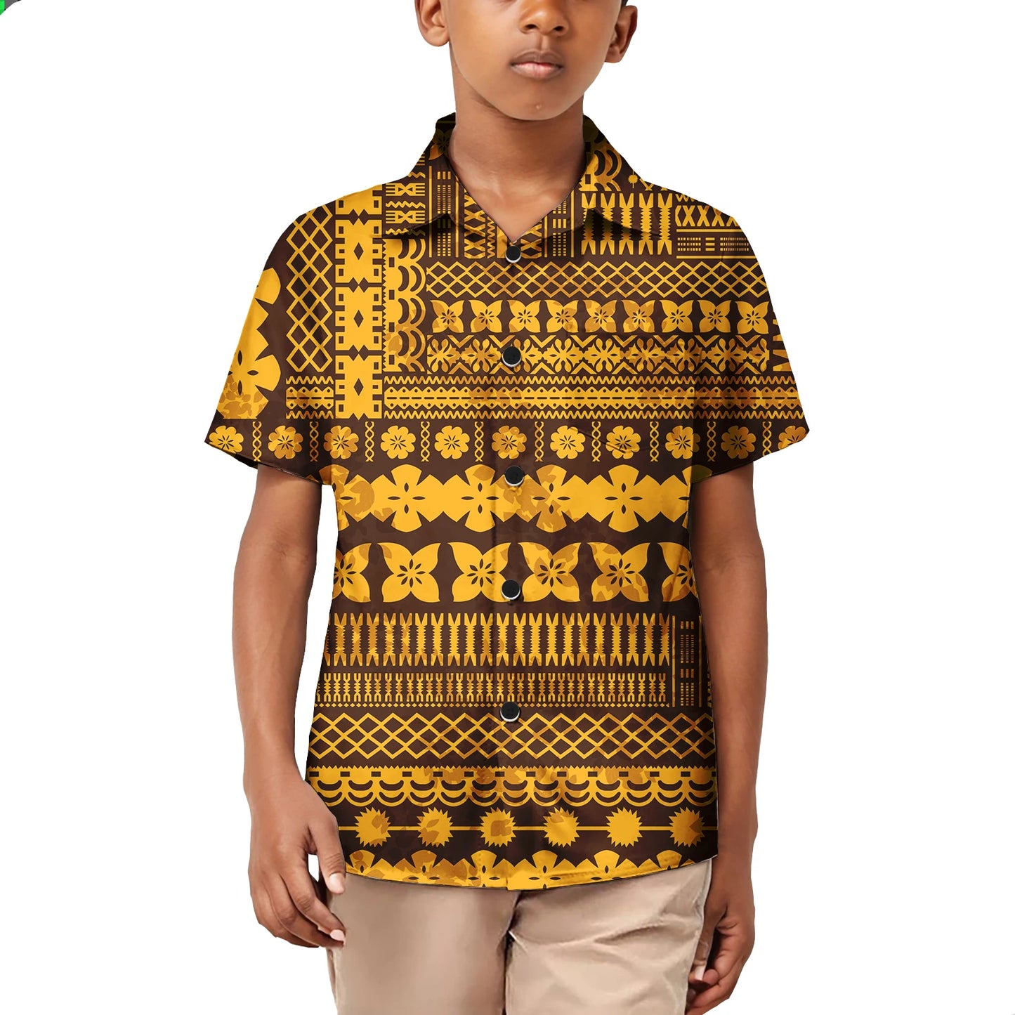 Custom Printed Polynesian Aloha Shirts For Boy Toddler Summer Hawaiian Short-Sleeve Shirt For Kids Plus Size