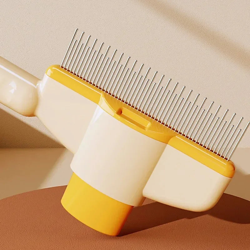 Self-cleaning, Retractable messaging Brush/Comb for Pet Grooming