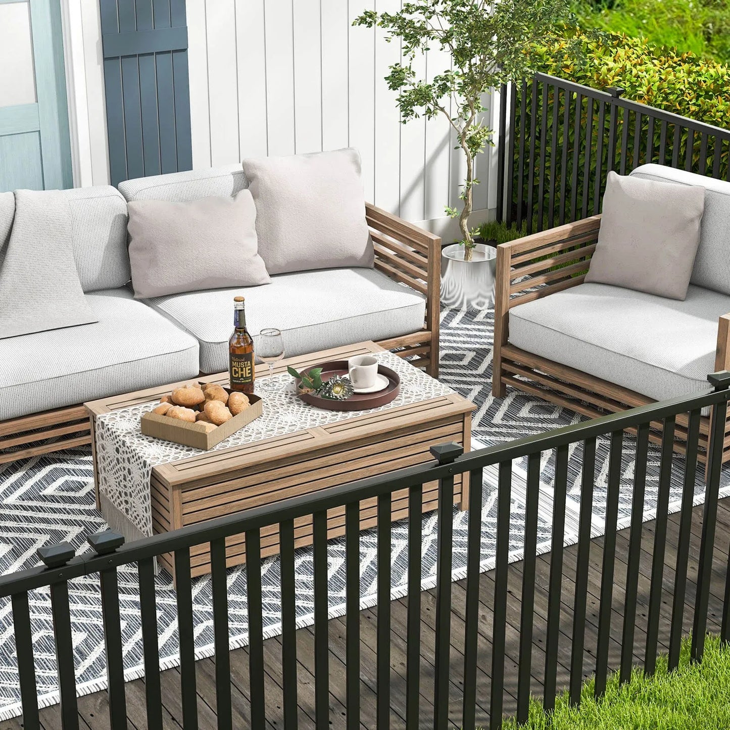 39" x 80" Vinyl Picket Fence 2 No Dig Fence Panels for Soft Ground White