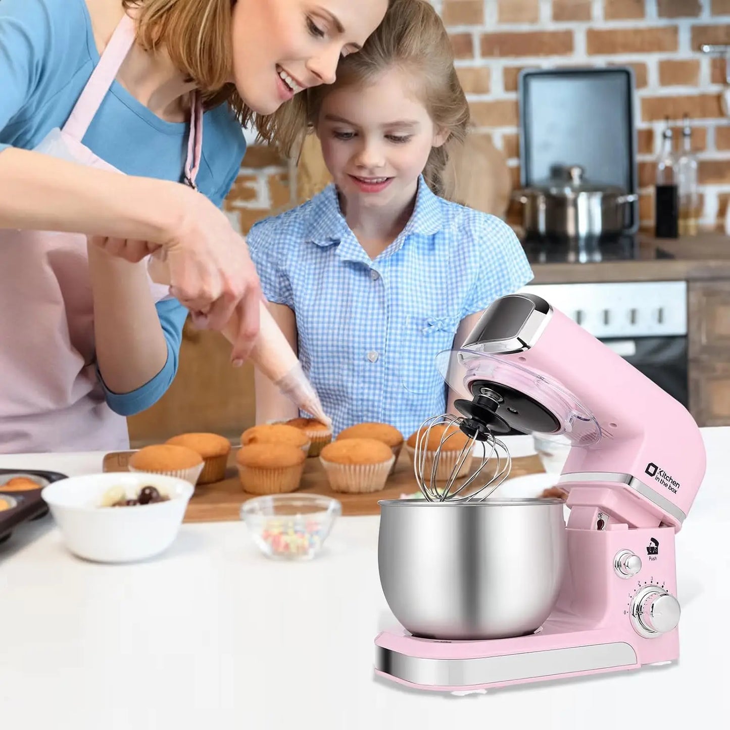 Stand Mixer,3.2Qt Small Electric Food Mixer,6 Speeds Portable Lightweight Kitchen Mixer for Daily Use with Egg Whisk,Dough