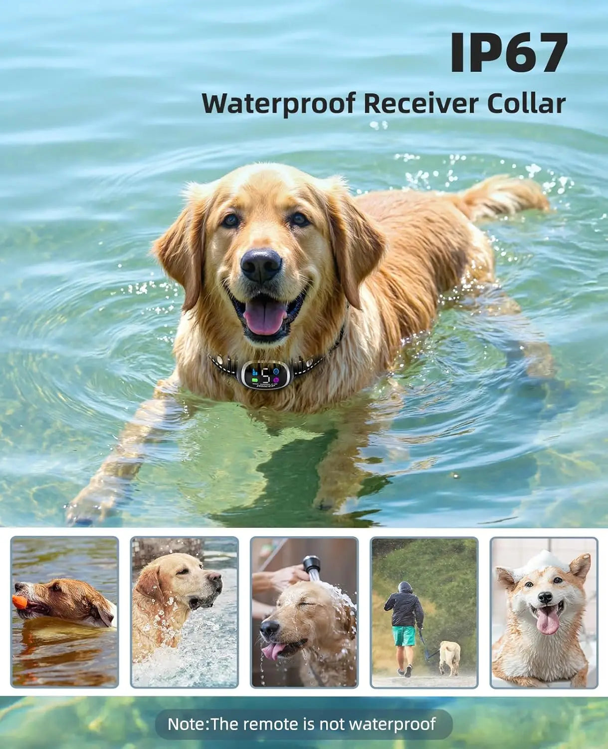 2-in-1 Dog Shock & Bark Collar, 3300FT Remote Training E-Collar, IP67 Waterproof, Anti-Bark/Beep/Vibration/Shock Modes for Dogs