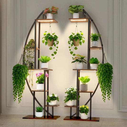 Plant Stand Indoor with Grow Lights 2 Pack 63" Tall 6-Tier Plant Shelf