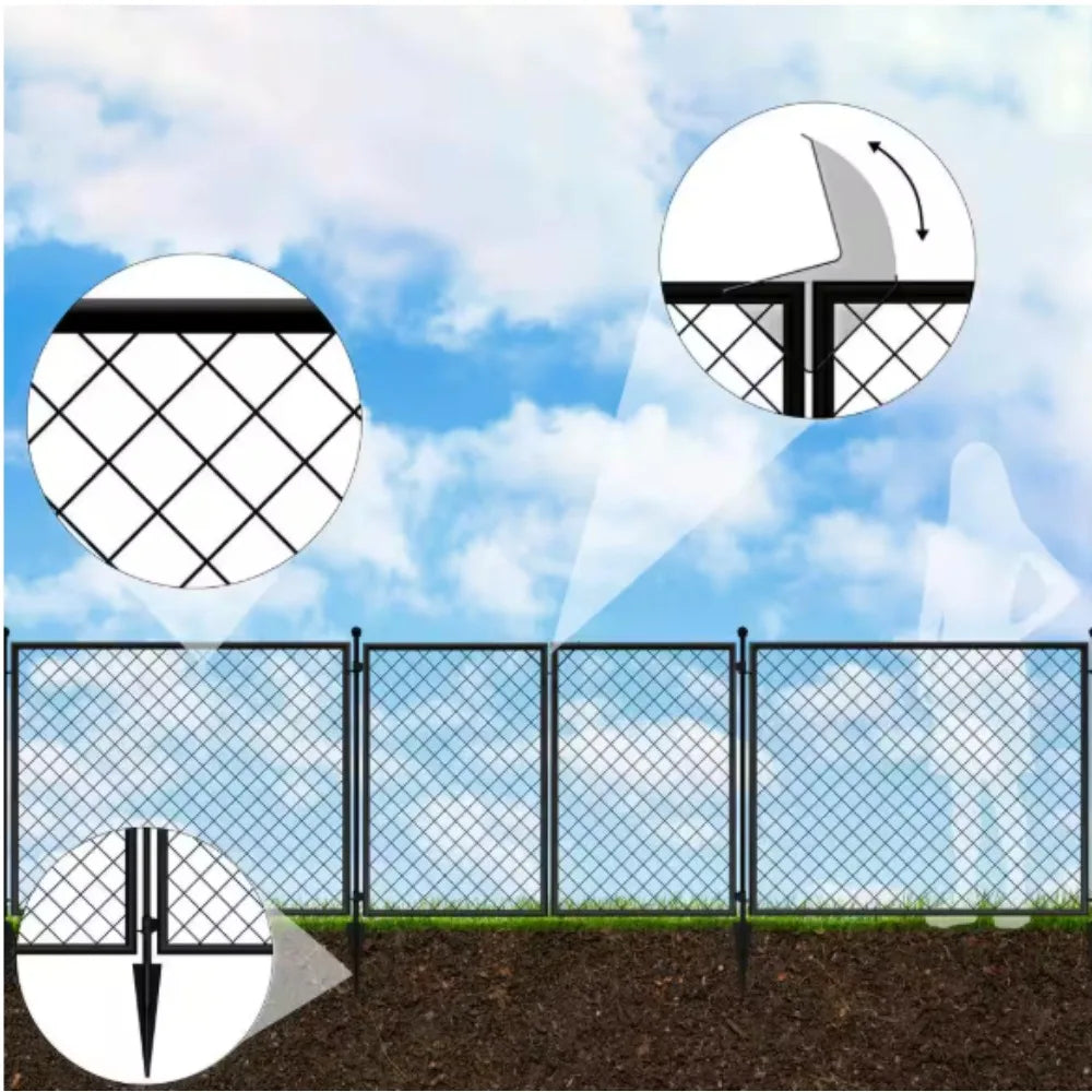 Black Metal Garden Fence Gate,Gate features a smooth powder-coated finish, a more durable finish than paint